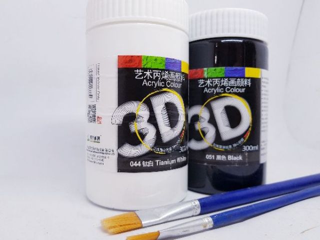 Màu vẽ 3d đen và trắng vẽ trên vải, gỗ, kính