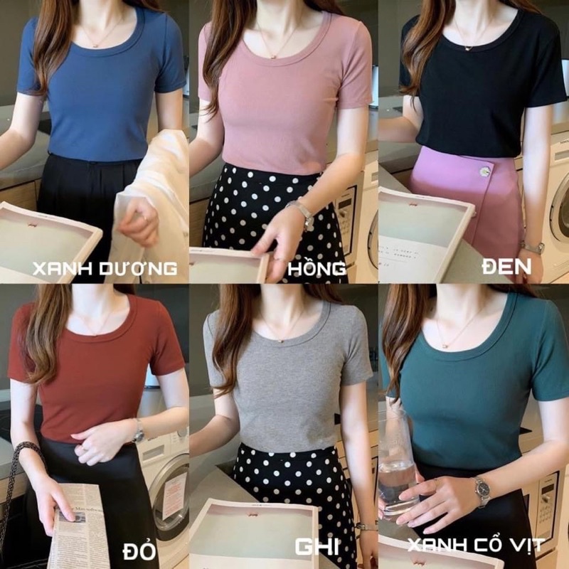 Áo cộc tay thun gân tăm lạnh đủ màu đủ size