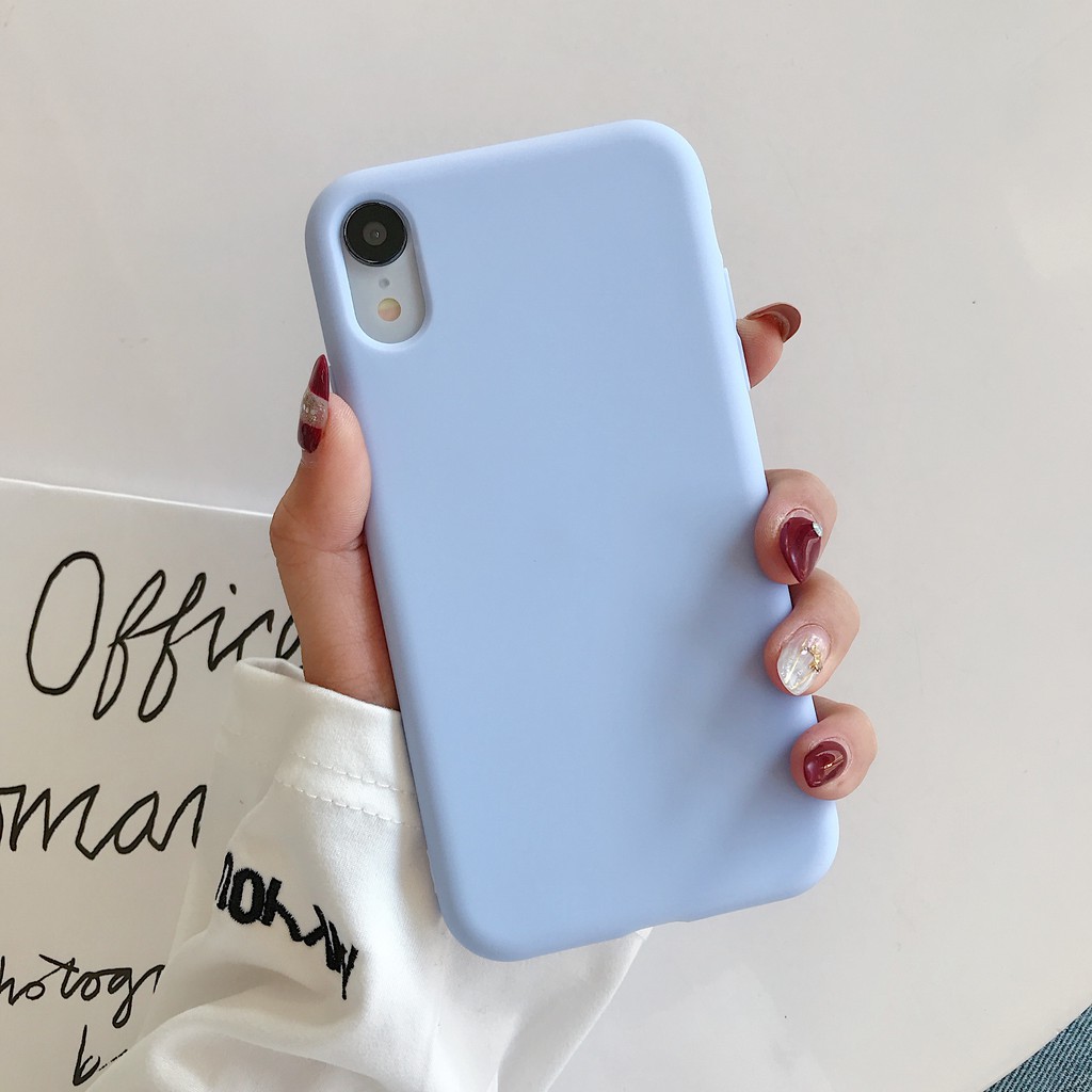 Ốp Điện Thoại Silicon Mềm Màu Xanh Lá / Xanh Dương Trơn Cho iphone 7 8 plus X XS XR 11 12 13 14 pro max