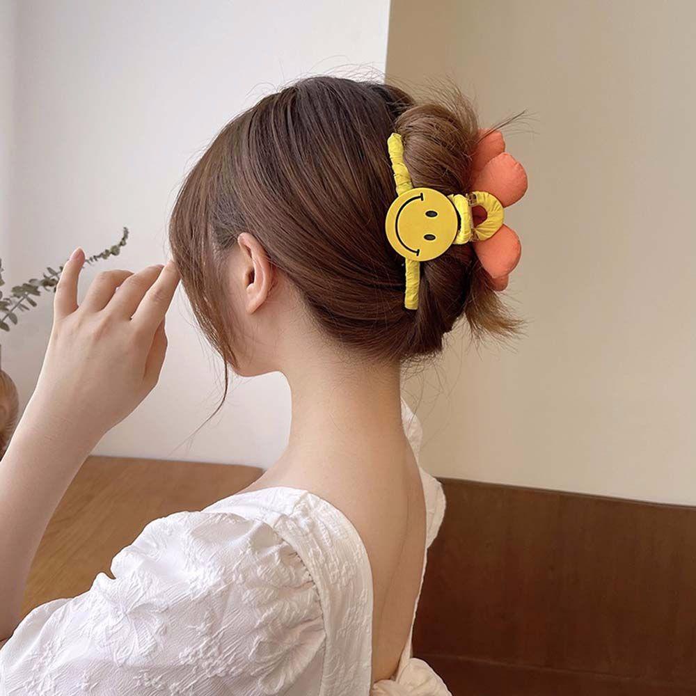 MXGOODS Kẹp Tóc Hình Hoa / Mặt Cười Bằng Vải Lông Nhung Thời Trang Cho Nữ