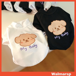 Áo kiểu polyester in hình chú chó hoạt hình và chữ phản quang dành cho thú cưng thời trang mùa hè