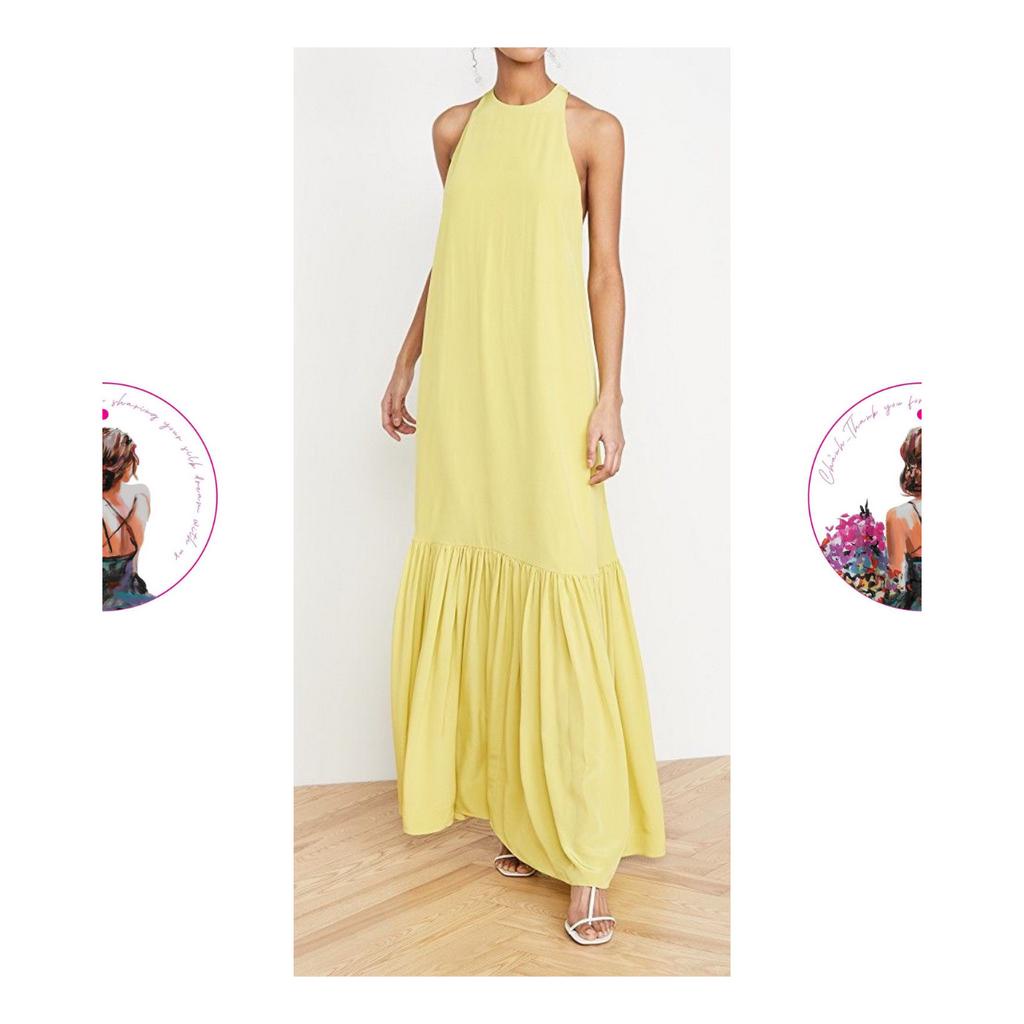 Đầm suông lụa yếm  đuôi cá siêu dài tôn dáng thuớt tha.