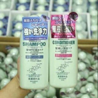 Cặp dầu gội xả kích thích mọc tóc 
kaminomoto medicated shampoo
