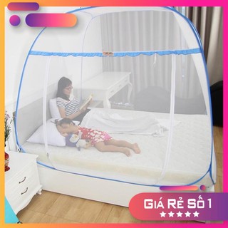 Mùng chụp tự bung Hoàng Nhân - Màn chụp tự bung gấp gọn đỉnh rộng đỉnh vuông người lớn cao cấp