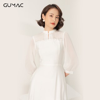 Đầm cổ tàu phối tay GUMAC DA975