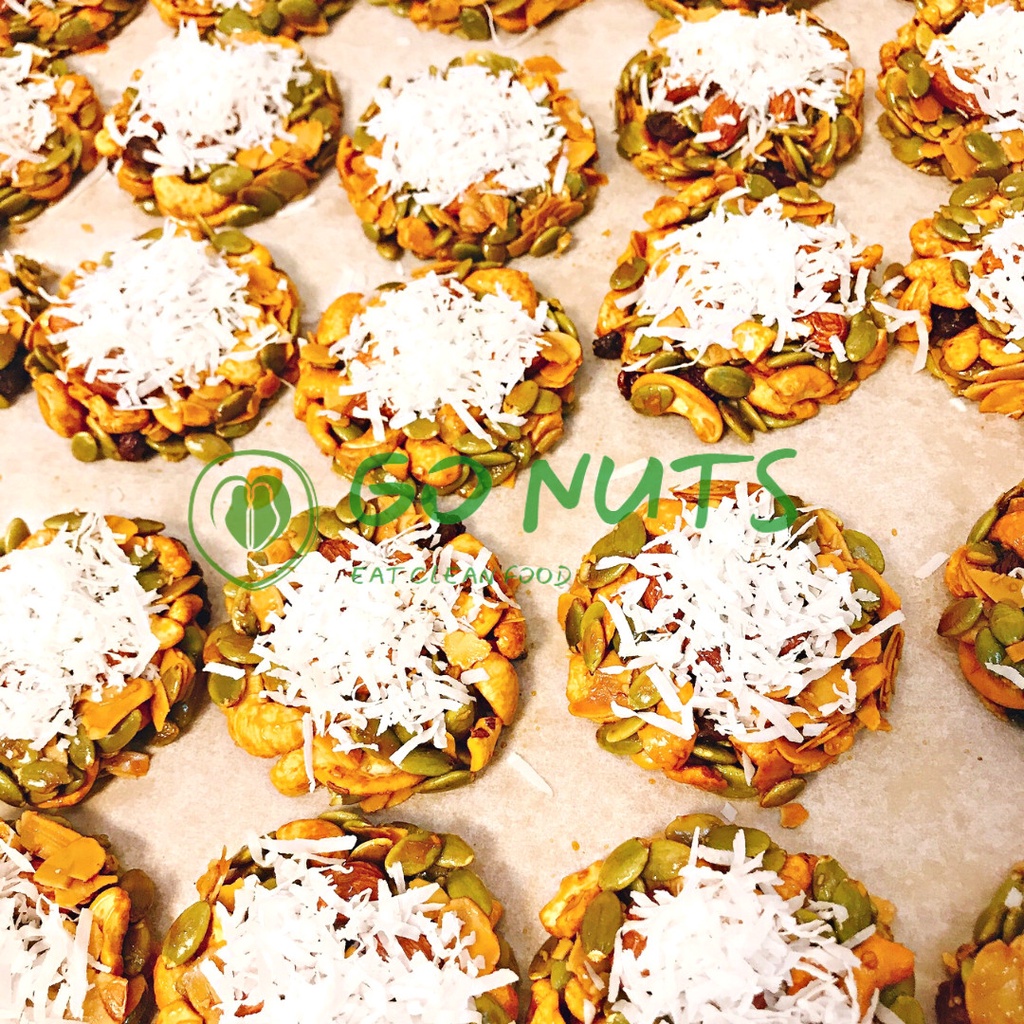 Bánh granola dừa non GO NUTS Bánh hạt dinh dưỡng mix không đường Bánh ăn kiêng ngũ cốc hỗ trợ giảm cân thuần chay