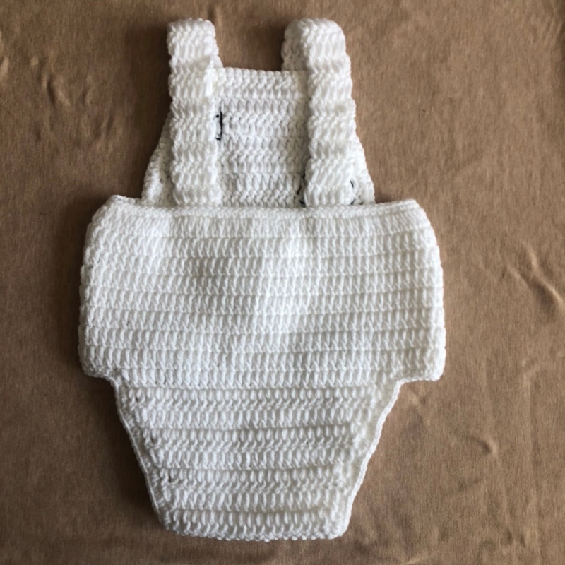 Bộ 3 Món Áo Liền Quần Dệt Kim Thủ Công Đính Nút + Mũ Beanie Hình Bò Sữa Làm Đạo Cụ Chụp Ảnh