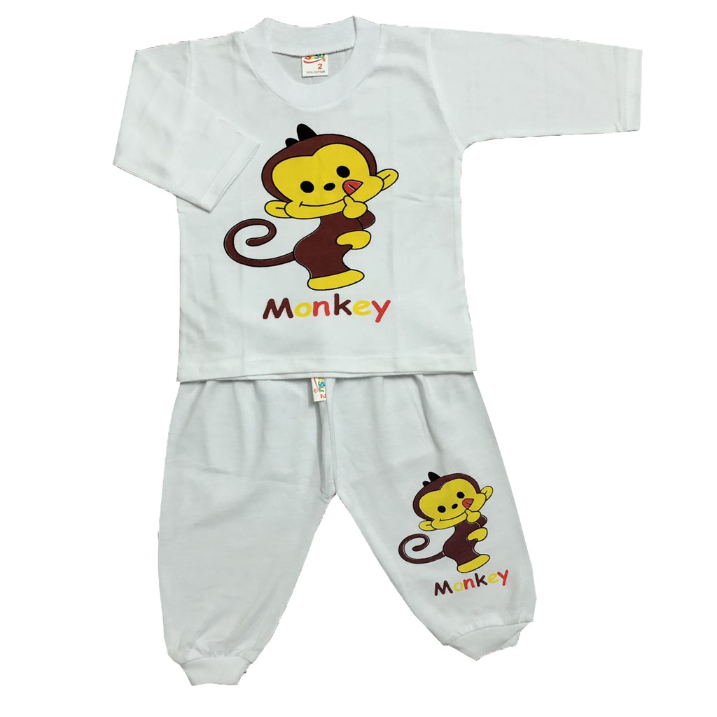 Bộ (1 bộ) quần áo trẻ em thun cotton SUSU | Mẫu Dài Trắng Bo Gấu | Size 1-8 cho bé 5-21kg| Đồ bộ bé trai, bé gái