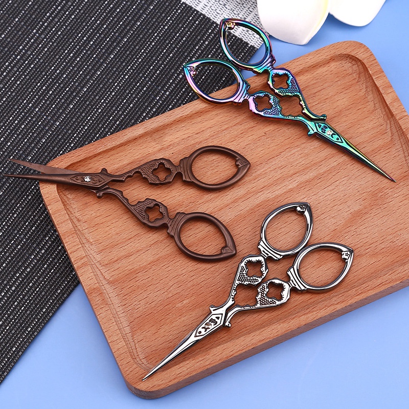 Bán nóng bằng thép không gỉ Kéo retro kéo sắc nét, bền kéo may chuyên nghiệp Châu Âu Vàng Đồ cổ Thủ công kéo nhỏ
