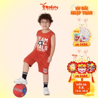 Bộ quần áo thun thể thao sát nách bé trai Rabity đồ bộ hình quả bóng năng động chất cotton trẻ em tự do vui chơi 92283