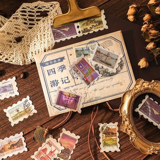 Set sticker retro dạng tem theo chủ đề