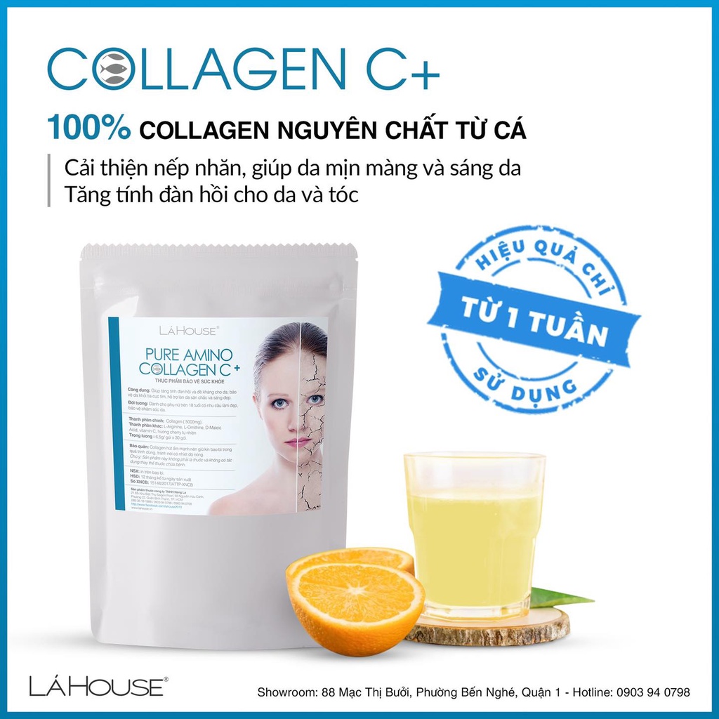 COLLAGEN C+ LÁ HOUSE Giúp Tăng Tính Đàn Hồi Của Da, Làm Da Trắng Sáng
