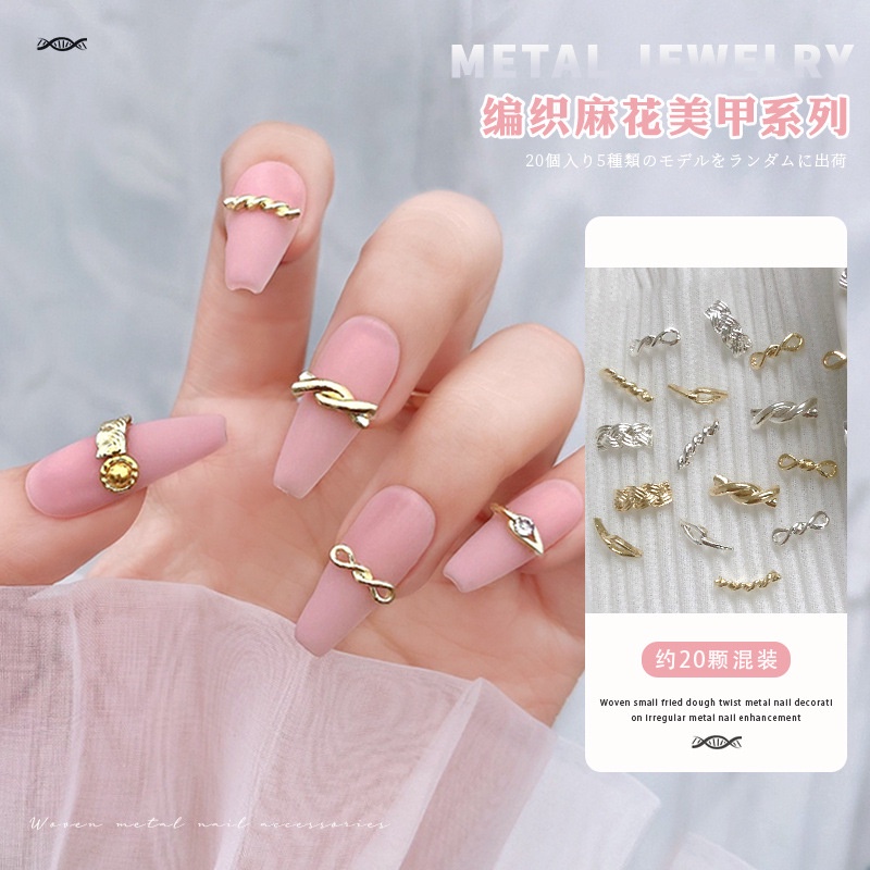 Bộ 20 Phụ Kiện Trang Trí Móng Tay Nghệ Thuật Bằng Hợp Kim Thiết Kế Xinh Xắn