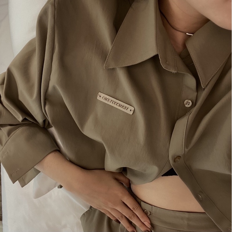 Set áo sơmi + quần trendy Nâu