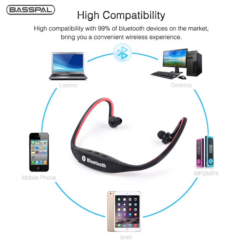 Tai nghe Basspal S9 bluetooth không dây phong cách thể thao có micro hỗ trợ thẻ TF / SD