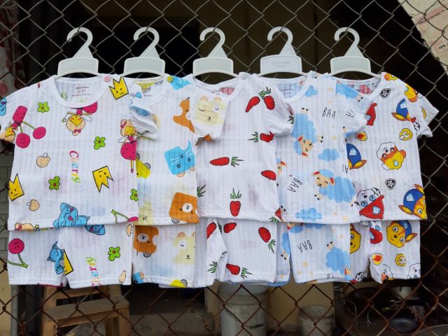 ⚡ xã kho⚡ Bộ cotton giấy cộc tay bé gái bé trai size 4-16kg