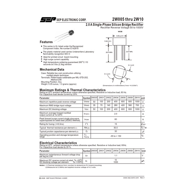 Cầu diode 2A 1000V