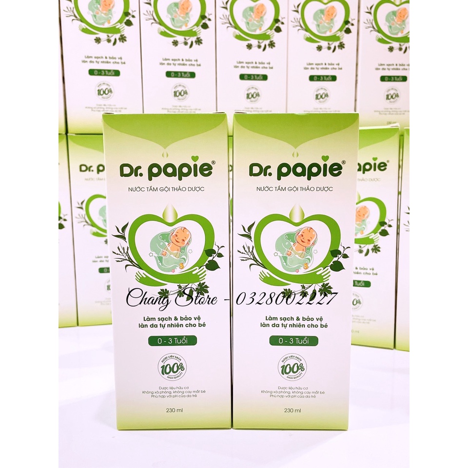 Nước Tắm Gội Thảo Dược Dr. Papie Không Cay Mắt Bé 230ml