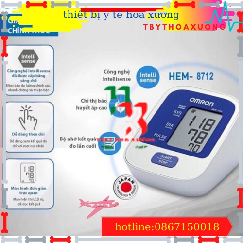 [Hàng Chính Hãng] Máy Đo Huyết Áp Bắp Tay Omron HEM - 8712 BH 5 Năm