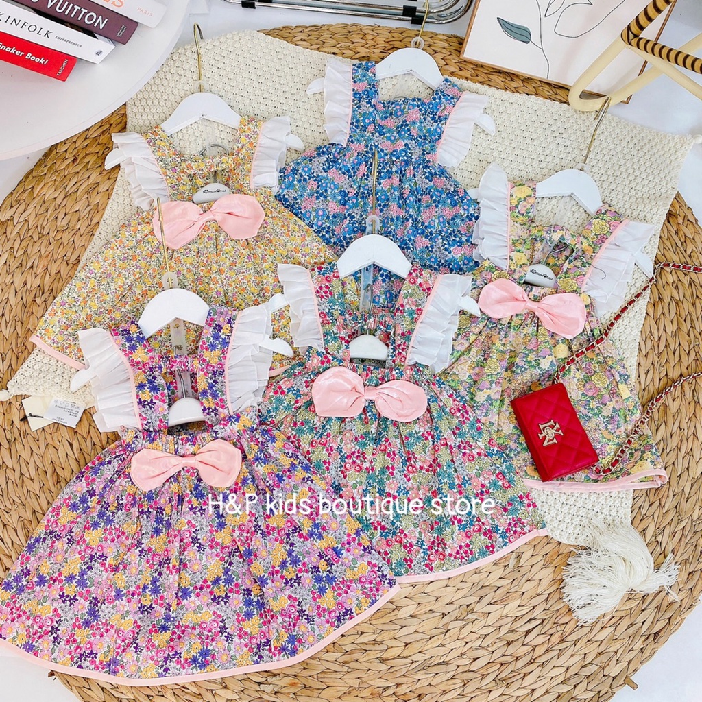 Váy thô hoa nhí, cánh tiên, nơ sau lưng cho bé từ 8-22kg - Richkid123