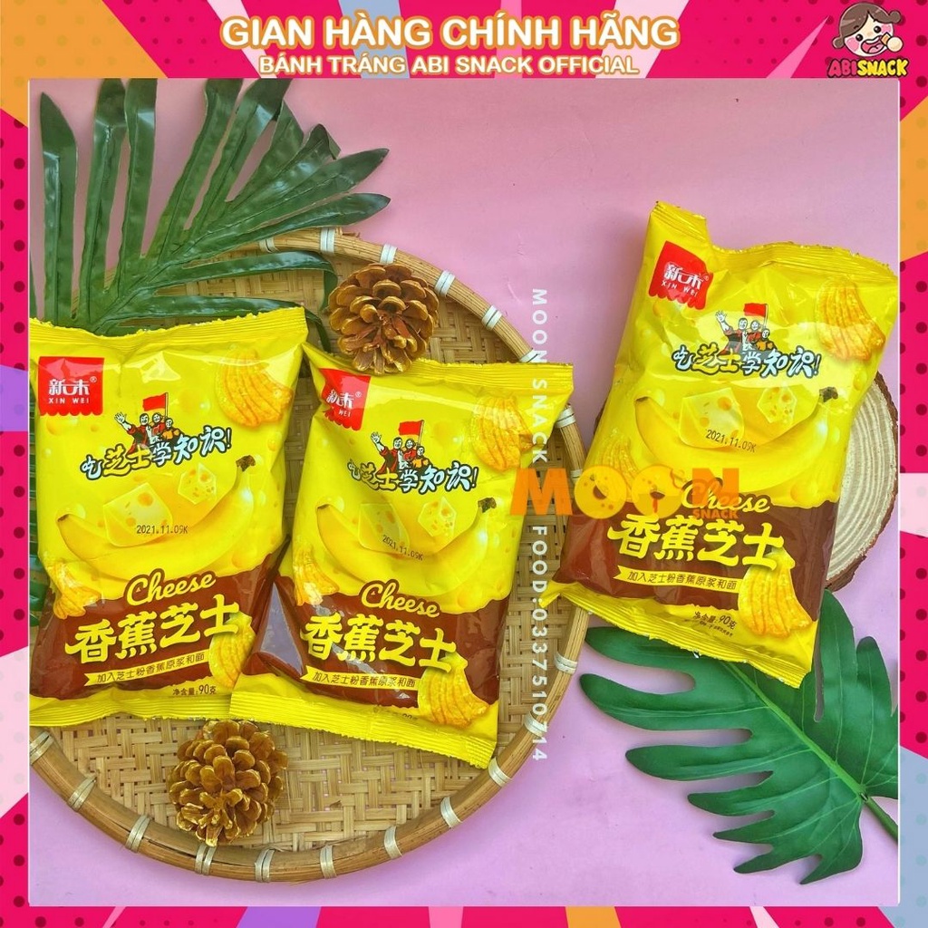 Bánh quy snack phô mai chuối Xin Wei gói vàng 90g