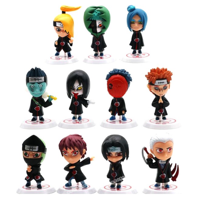 Set 11 Mô hình Naruto team Akatsuki chibi cao 8cm Figure Naruto, SasuKe, Itachi