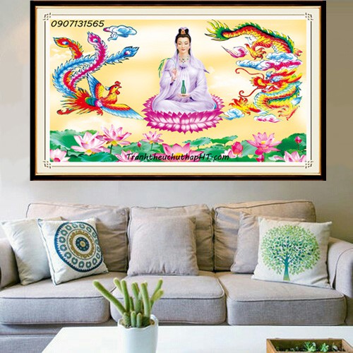 Tranh đính đá Phật Bà LV084 - tự đính