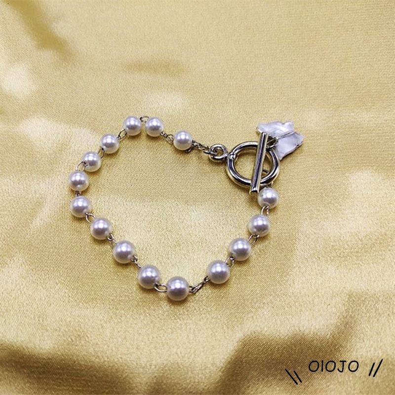 🌼Vòng tay chuỗi hạt ngọc trai nhân tạo mặt hình bướm cổ điển thời trang Hàn Quốc
