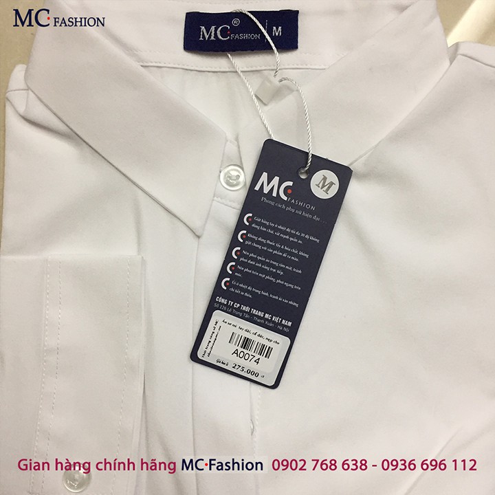 Áo sơ mi nữ trắng dài tay mc fashion a0074