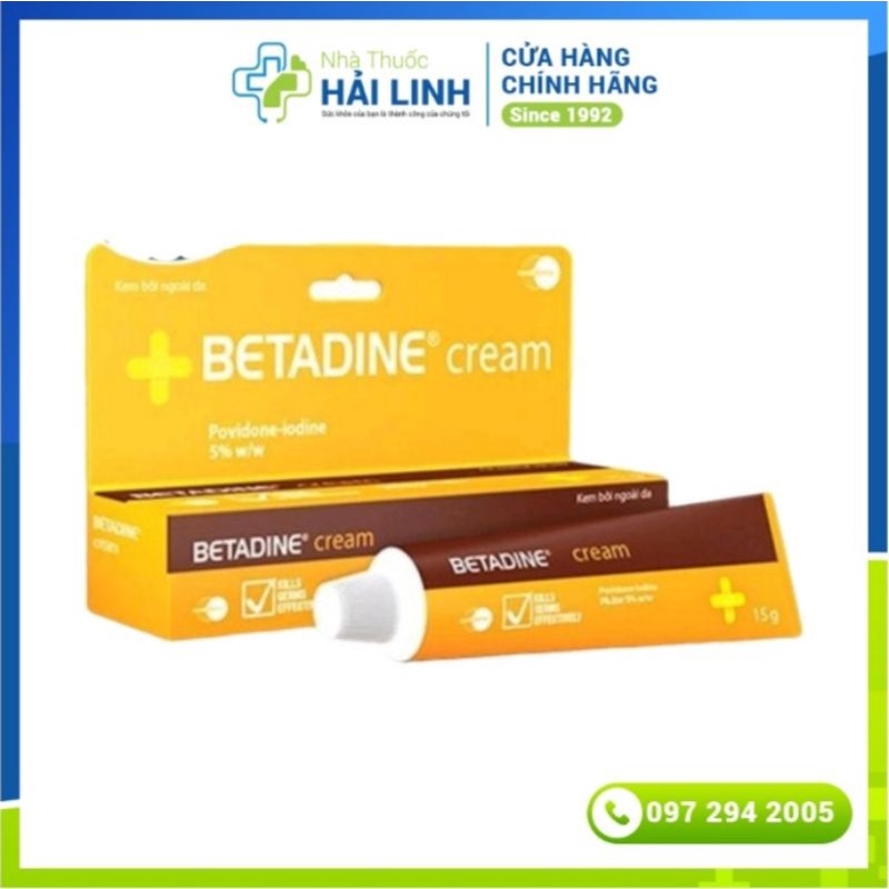 Kem bôi ngoài da BETADINE cream 10% 40g ⚡ Nhà thuốc Hải Linh ⚡ [Betadin, Povidine, Iodine, Povidin, ointment]