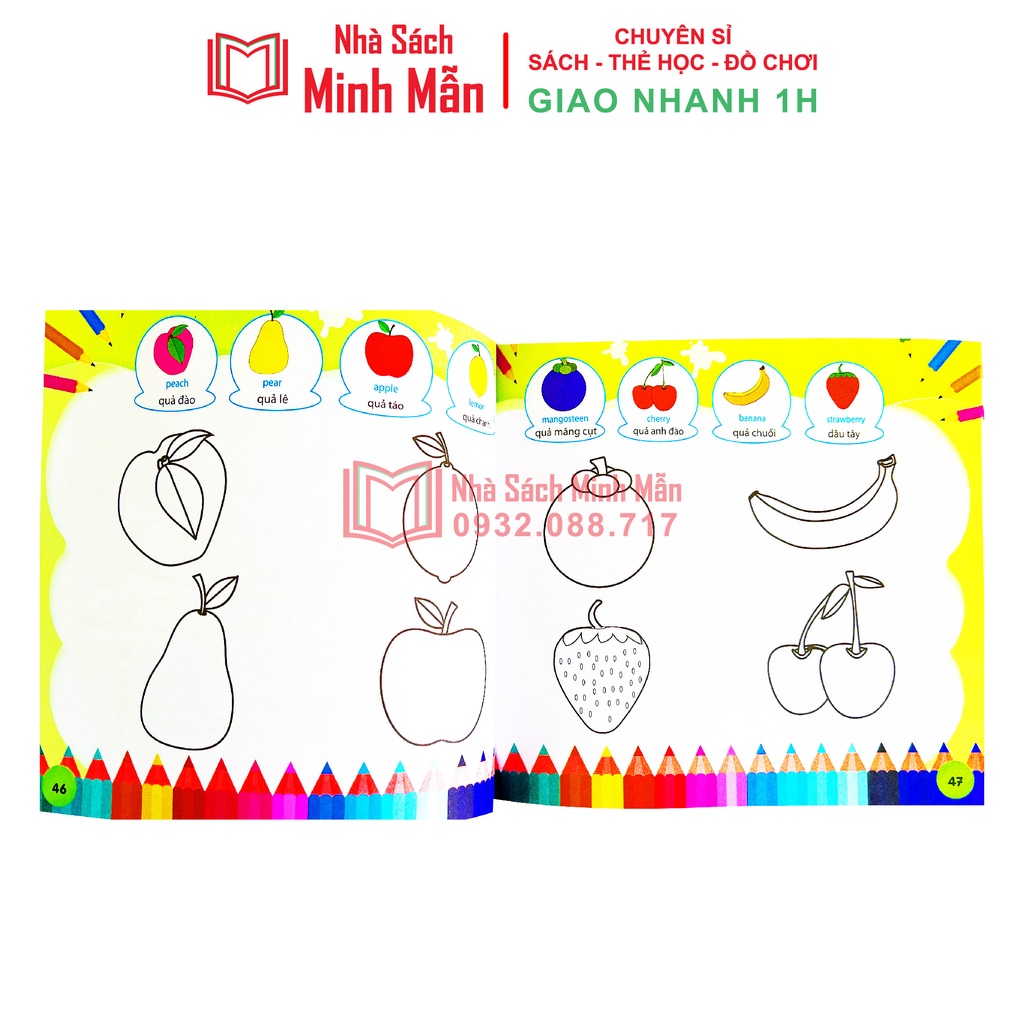 Sách - Bé tô màu 9999 song ngữ Anh Việt cho bé 2-6 tuổi