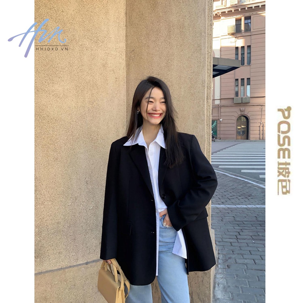 Áo Khoác Vest Dáng Rộng Xẻ Tà Sau Phong Cách Hàn Quốc Thời Trang Xuân Thu 2022 Mới Cho Nữ