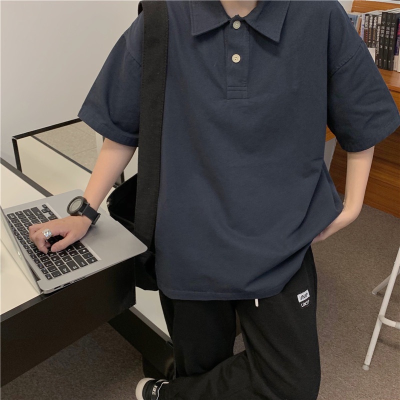 Áo Sơ Mi Cổ POLO Dáng Rộng Màu Sắc Đơn Giản Thời Trang Mùa Hè Dành Cho Nữ