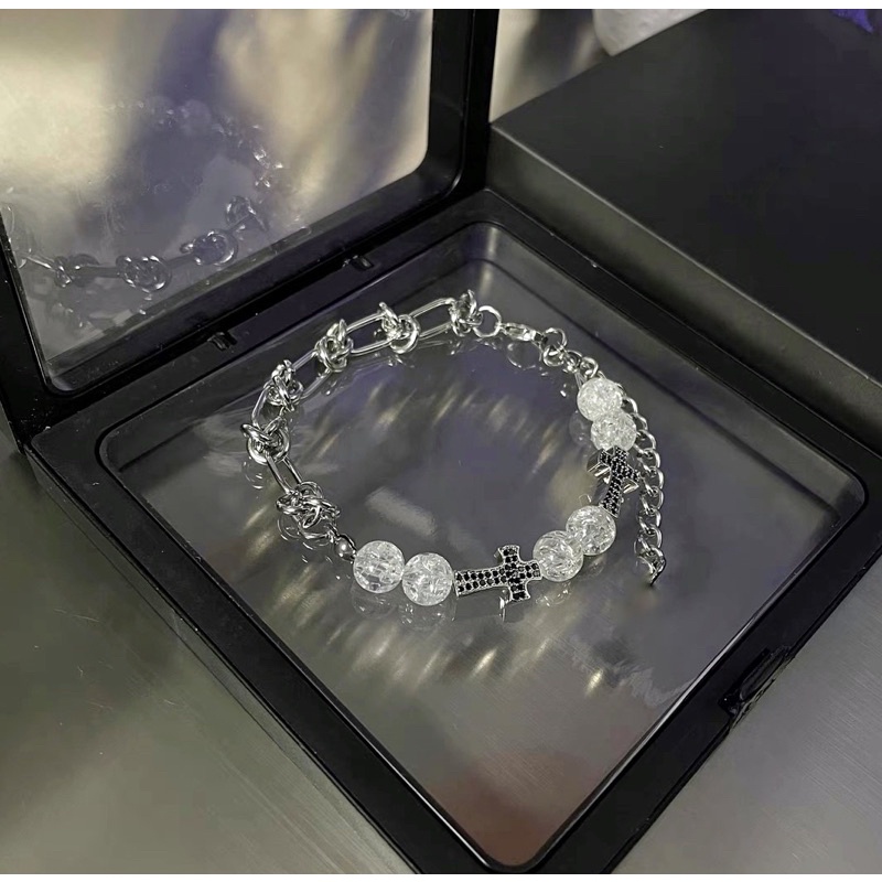 Vòng tay thắt nút đôi lắc tay thép titan không gỉ không đen dành cho các cặp đôi