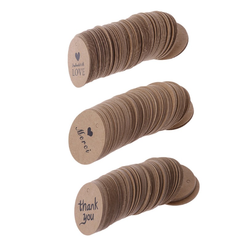 100 nhãn giấy hình tròn treo trang trí quà đám cưới