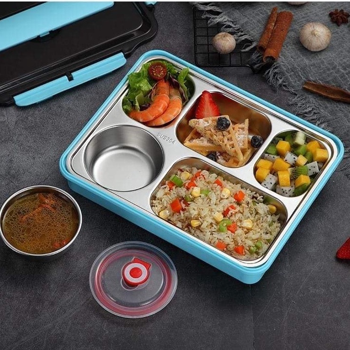 Hộp Đựng Cơm Văn Phòng Inox 5 Ngăn Đầy Đủ Phụ Kiện HA
