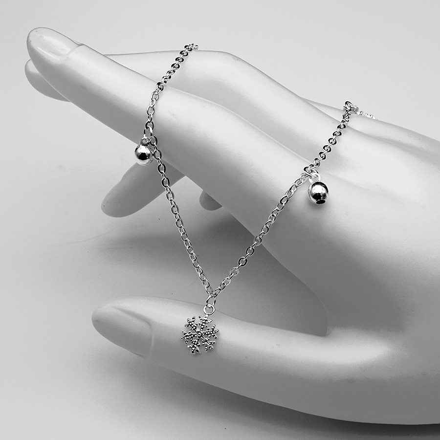 Lắc Chân Nữ Bạc Hiểu Minh LC128 Bông Tuyết Xinh Bảo Hành Vĩnh Viễn