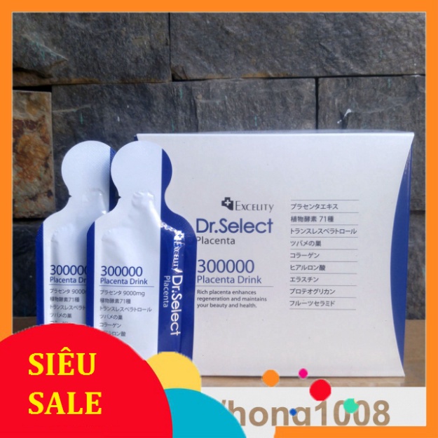 SALE KHỦNG Nước uống Tinh Chất Nhau Thai Heo Dr. Select Placenta Drink 300000 hộp 30 gói SALE KHỦNG