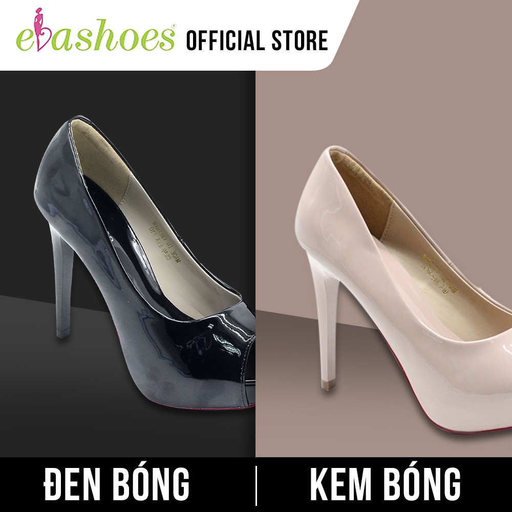 Giày Cao Gót Hở Mũi Đế Đúp Da Bóng 12cm Evashoes - Eva710(Màu Đen,Kem) | BigBuy360 - bigbuy360.vn