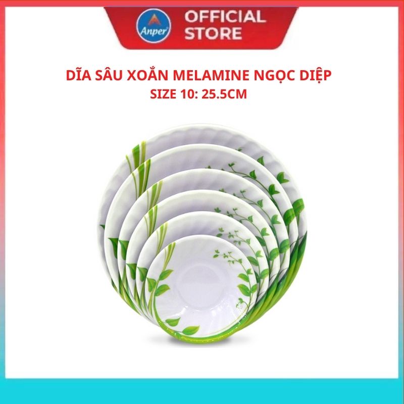 Bộ tô chén bát dĩa nhựa Melamine ANPER hoa Ngọc Diệp sang trọng nhựa cứng nhật hàn cao cấp an toàn với sức khỏe