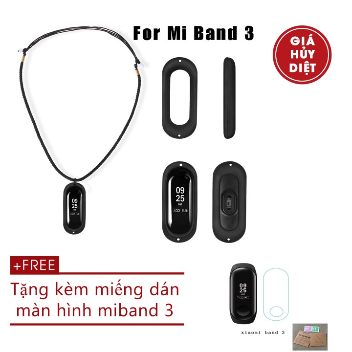 Combo dây đeo cổ cho xiaomi miband 3 tặng kèm dán màn hình