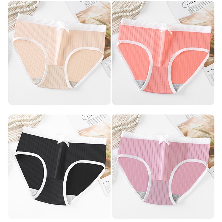 Set 10 Quần lót nữ cotton kháng khuẩn phong cách Nhật Bản đính nơ xinh xắn dễ thương  - QLN108