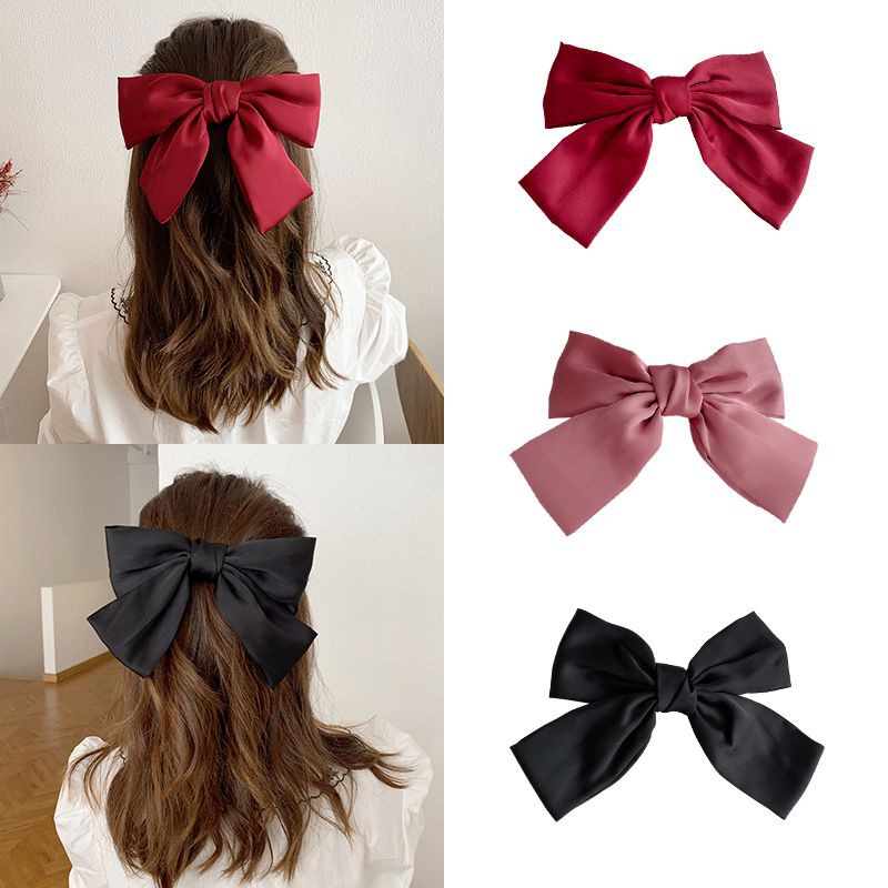 Kẹp Tóc Hình Nơ Vải Satin Phong Cách Lolita