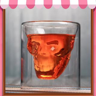 Skull Double Layer Transparent Glass Cup Beer Cup for Home Bar Beer Water