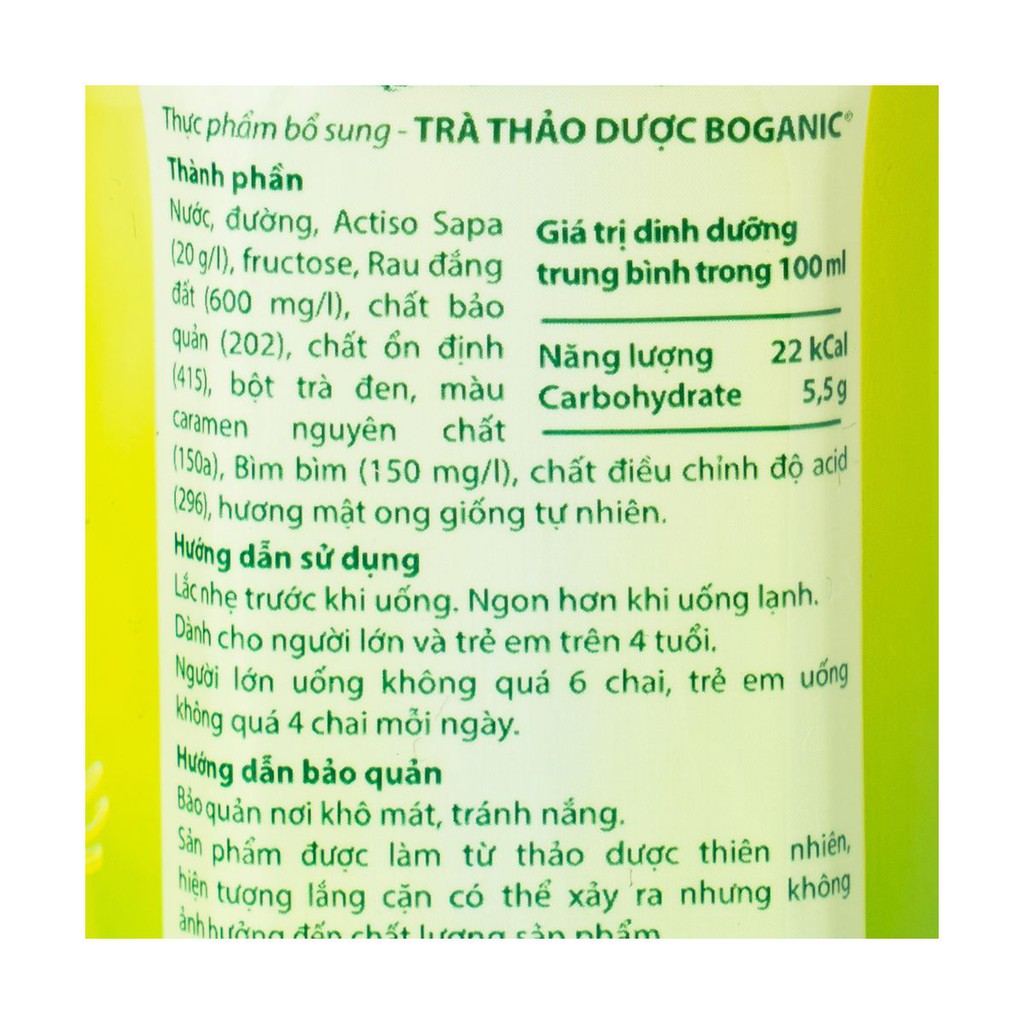 Trà thảo dược mát gan thanh nhiệt giải độc Boganic Traphaco chai 290ml