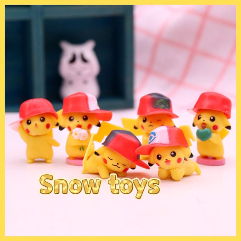 Mô hình Pikachu - Trọn bộ 6 mô hình Pikachu đội mũ cực dễ thương - Cao khoảng 3 ~ 4cm