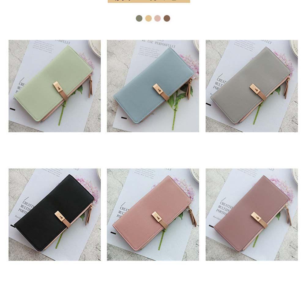 IVORY Ví Dài Đựng Thẻ Có Khóa Kéo Nhiều Ngăn Thời Trang Hàn Quốc Cho Nữ Giá Đỡ