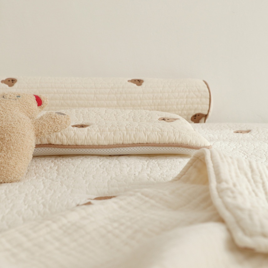 Gối bông thêu thoáng khí chezbebe hàn quốc cho bé sơ sinh xuất dư cao cấp