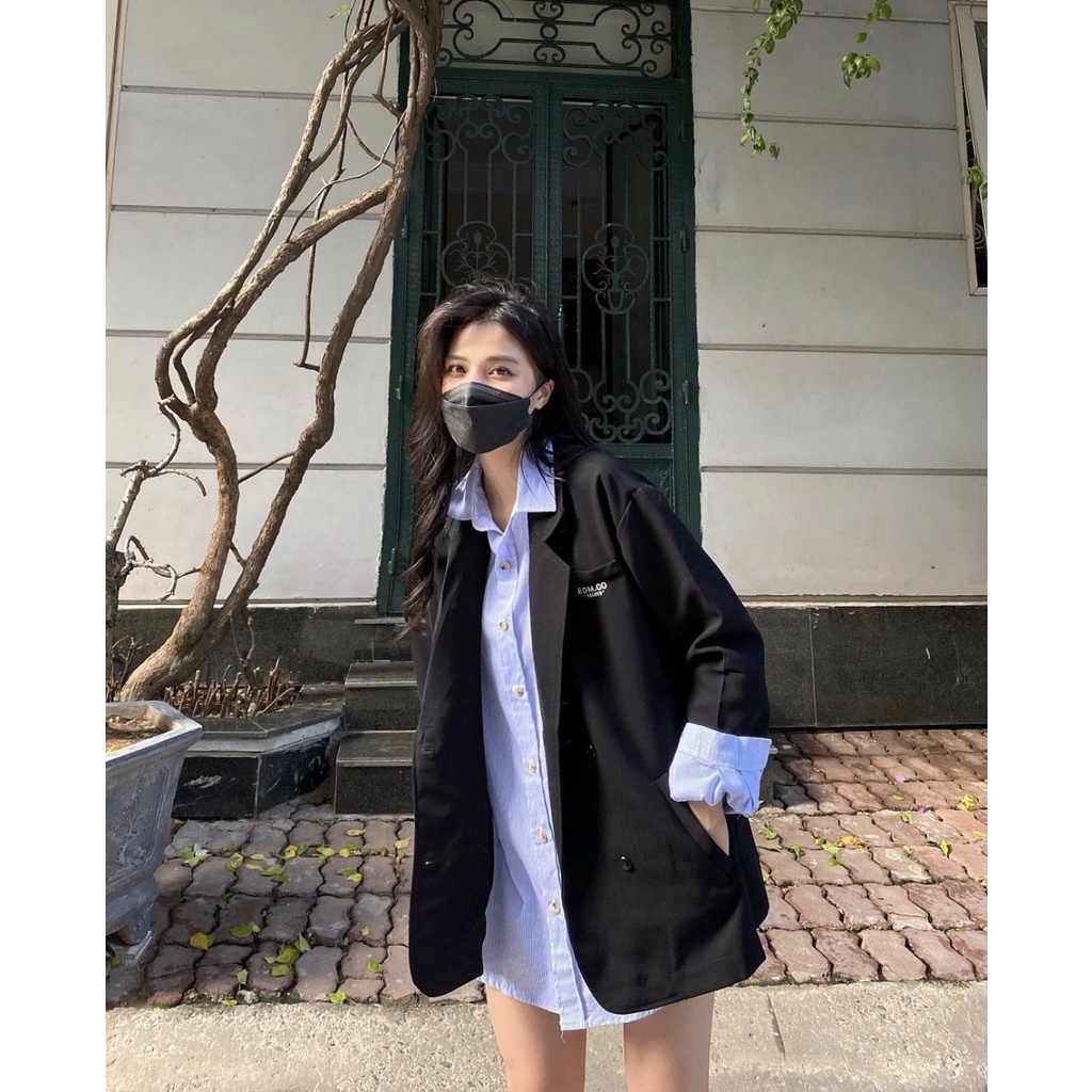 Áo Blazer tay dài màu đen trơn cho nữ- Áo Blazer Vest Nữ 2 Lớp Dày Dặn Khoác Ngoài Dài Tay Nhiều Màu Kiểu Dáng Trẻ Trung