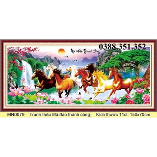 Tranh thêu chữ thập thanh lý ngựa mã đáo thành công MN0079 150x70cmcm